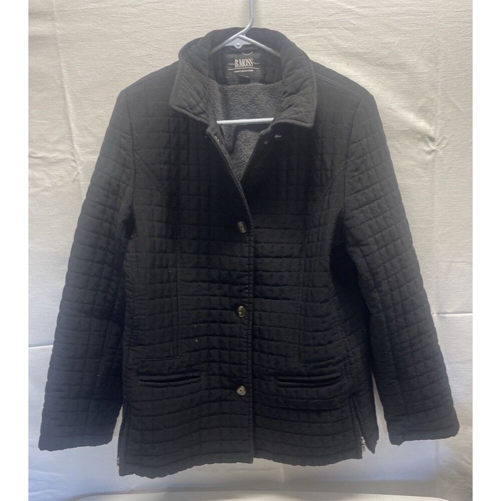 Vintage Black Casual Fall Winter Button Coat Size Large Pockets Comfortable